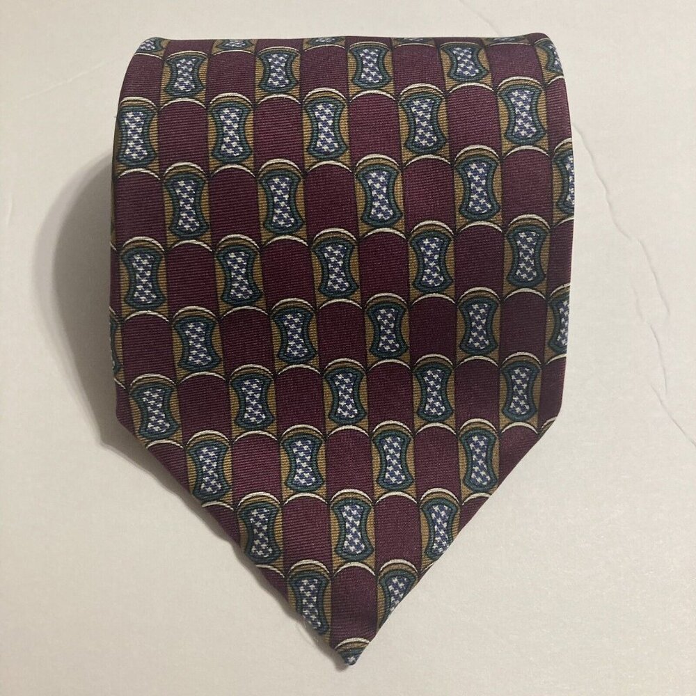 Christian Dior Monsieur Multicolored Geometric  Design silk tie.